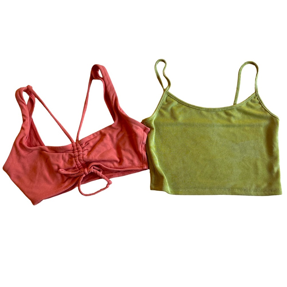 Set of Two Crop Tops in Pink and Green